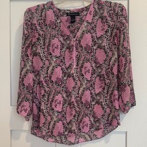INC International Concepts Pink and Black Snake Print Blouse